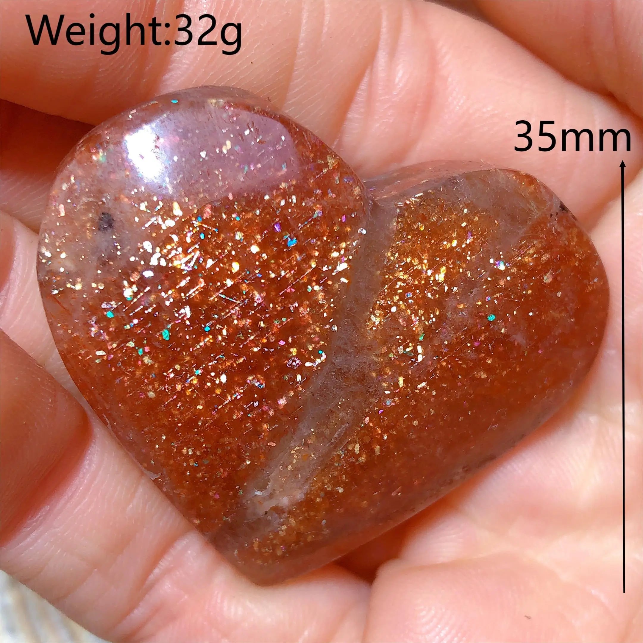 Natural Sunstone Heart Shaped Healing Decoration