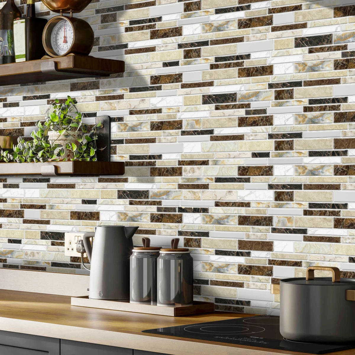 Miếng Dán Tường Vân Đá Chống Nước Dán Bếp 12/24/48pcs