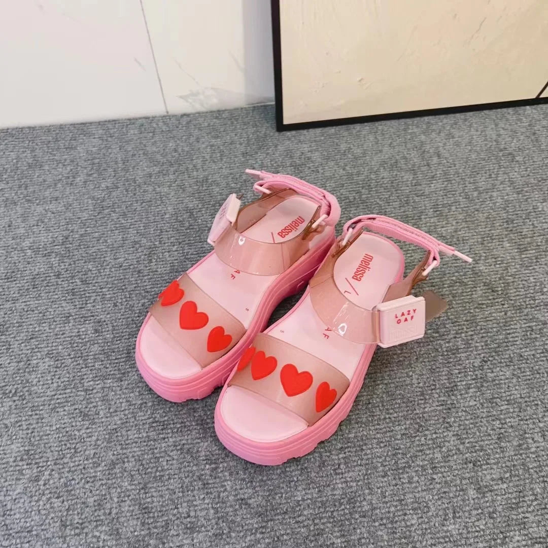 Sandal Nữ Mini Melissa 2025 Sóng Hoa Tim Retro