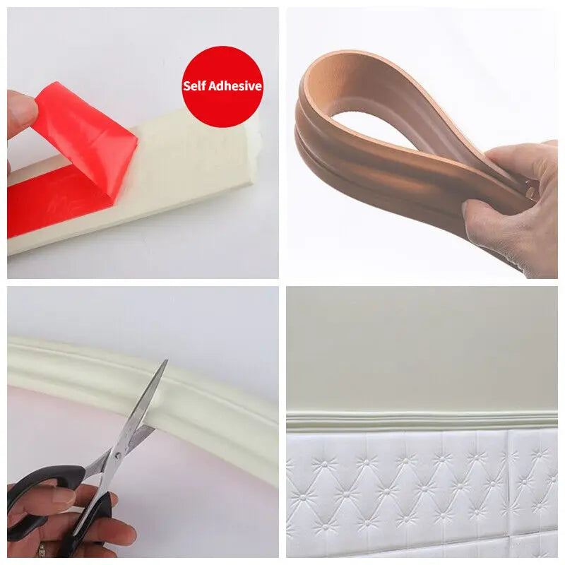5Meter Self Adhesive Wall Sticker Skirting Border Waterproof Wallpaper Decor Diy Tv Background Wall Decoration Bar Ceiling Line