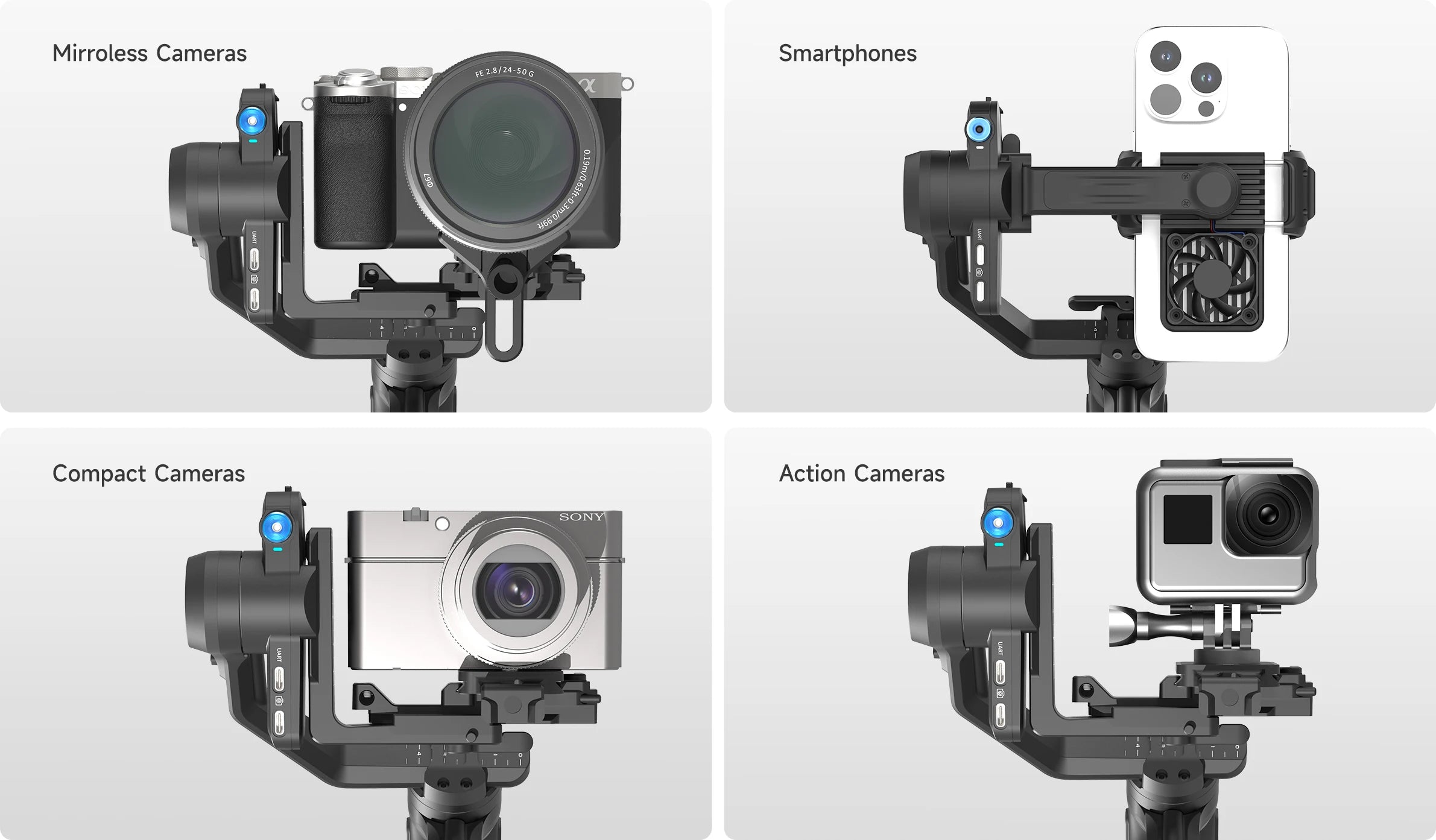 FeiyuTech SCORP Mini 3 Pro – 3-in-1 Gimbal with Detachable Handle &amp; AI 4.0 Tracking for Mirrorless, Action Cameras &amp; Phones