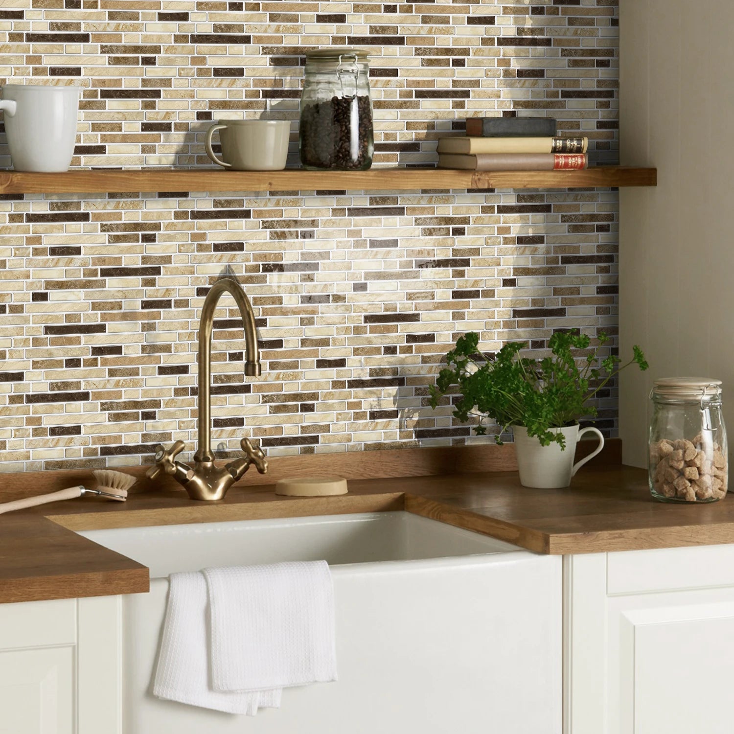 1/12PCS Classic Black and White Mosaic Splicing Wall Stickers Living Room Kitchen Waterproof Self Adhesive PVC Tile Stickers