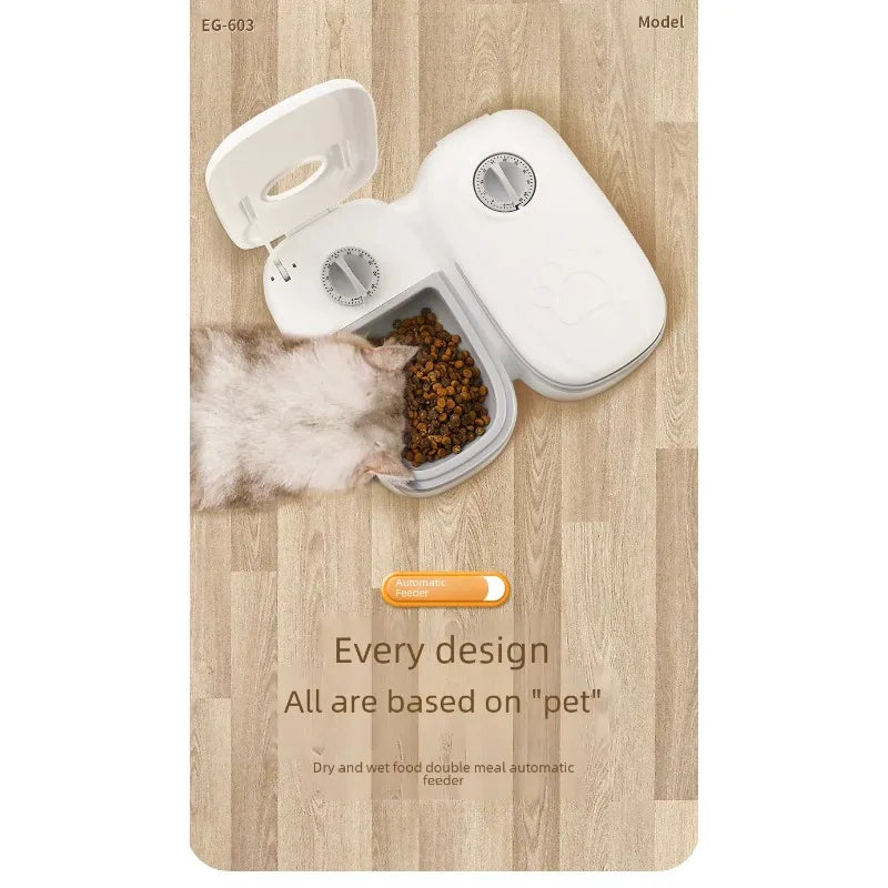 Pet Bowl Smart Timed Cat Feeder Quantitative Wet and Dry Food Single Meal Separation Home Use Automatic Feeding for Dogs & Cats - Daisan Mart