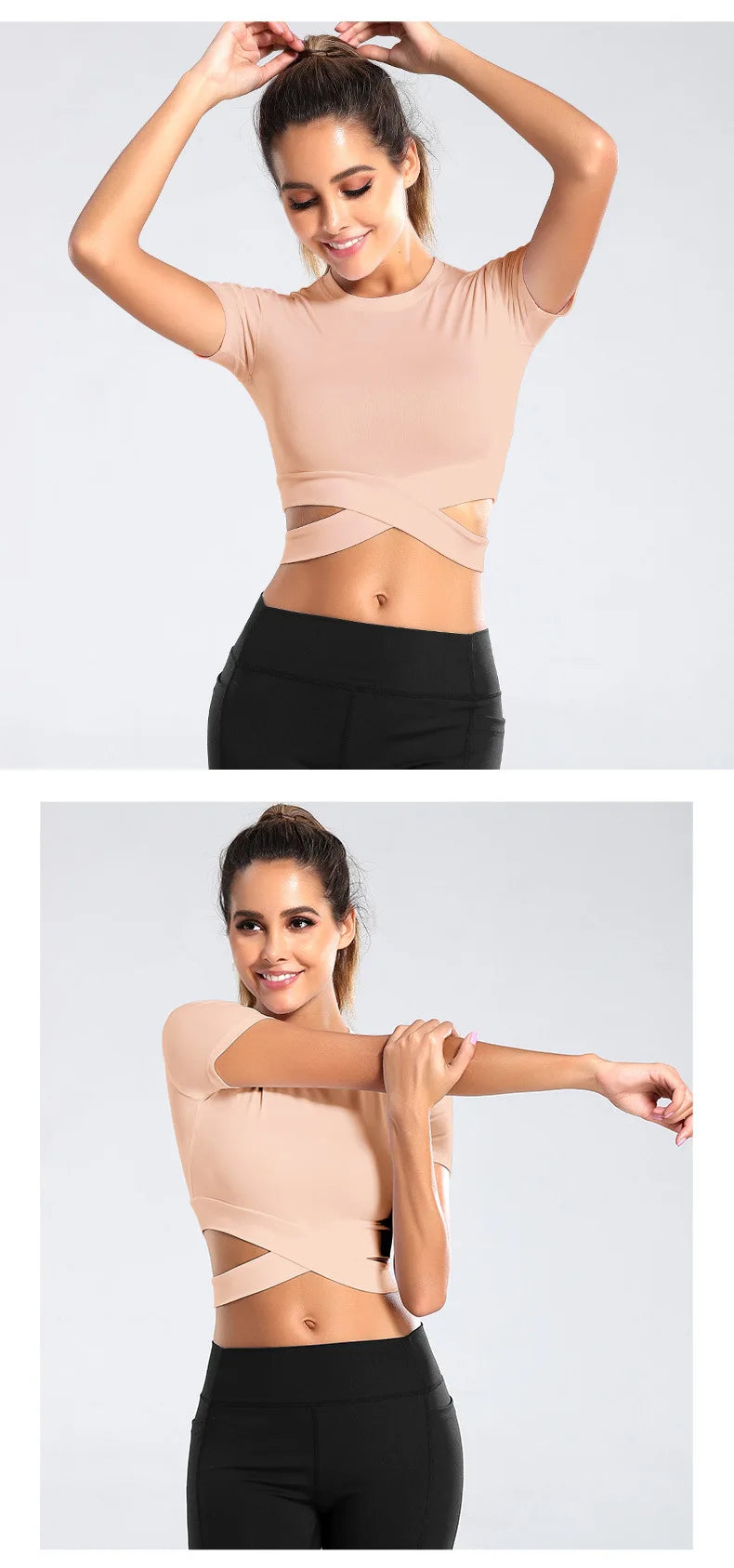 Áo Croptop Tập Gym Nữ Dài Tay Co Giãn Thoáng Mát