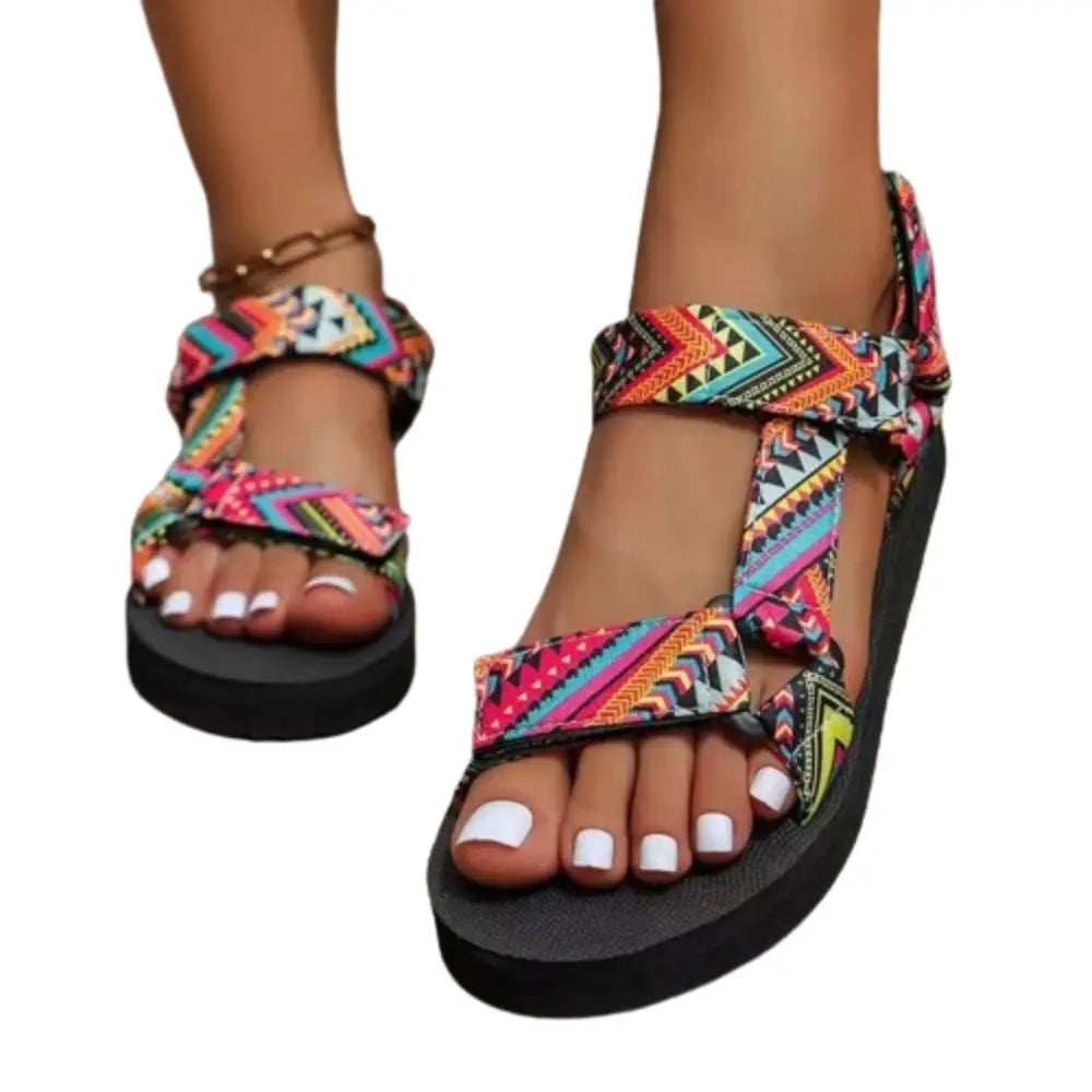 Sandal Nữ Dẹt Cỡ Lớn Đế Bằng Bohemian Chống Trượt