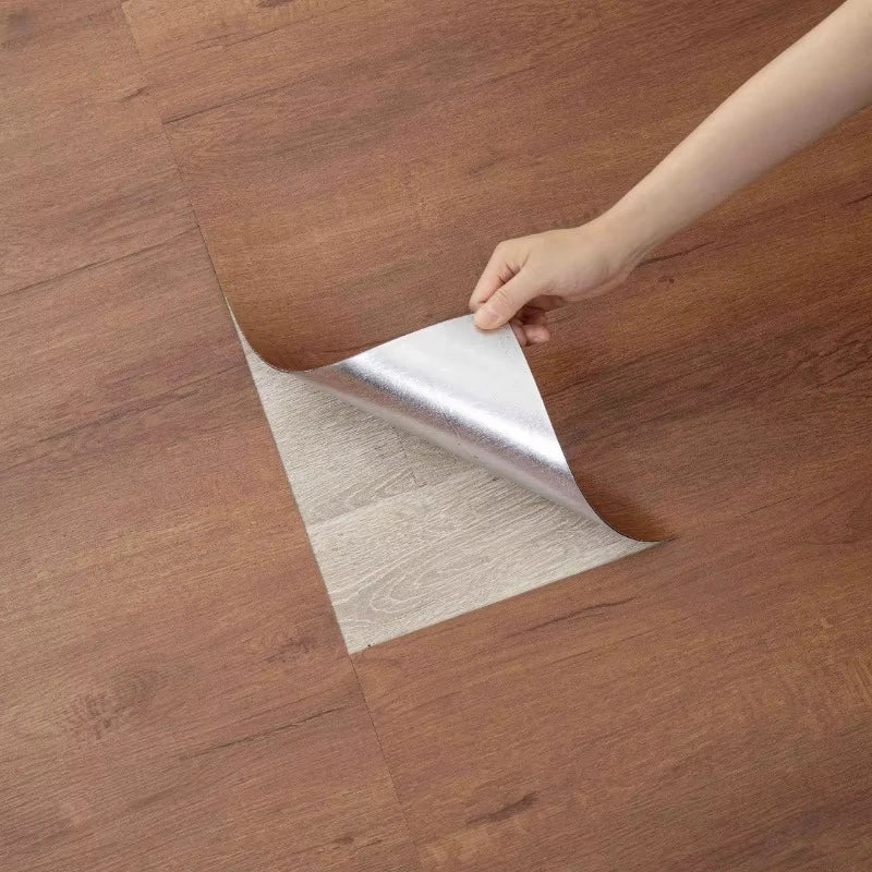 12-Pack Self-Adhesive Vinyl Floor Tiles, Waterproof Peel &amp; Stick Wood Look PVC Flooring for Bedroom Living Room Home Decor