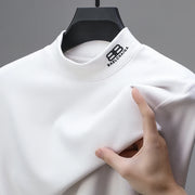 Men's High-Quality Velvet T-Shirt Printed with Warm Letters for Fall and Winter