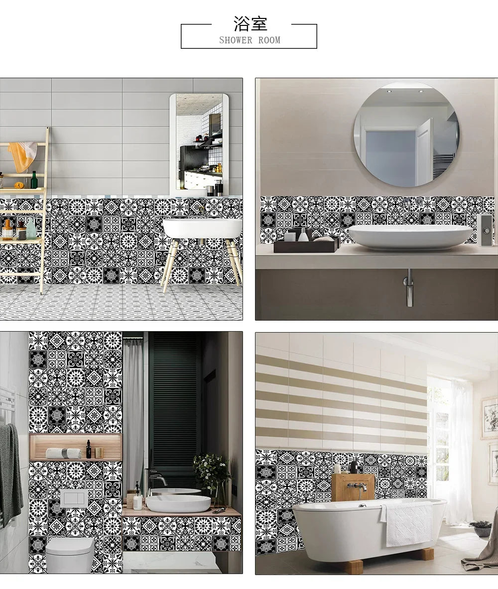 Bộ 10 Miếng Dán Tường Đá Marble Đen Trắng Xám Sang Trọng - Daisan Mart