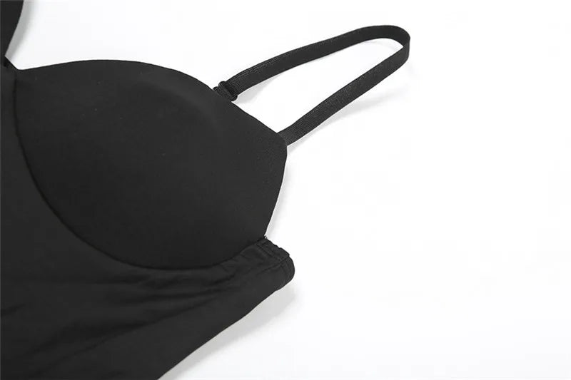 SylCue Sexy Fashion Bodysuits Women Wrapped Chest Backless Sleeveless Shaped Waist Skinny Stretch Street Wild Style Solid Tops