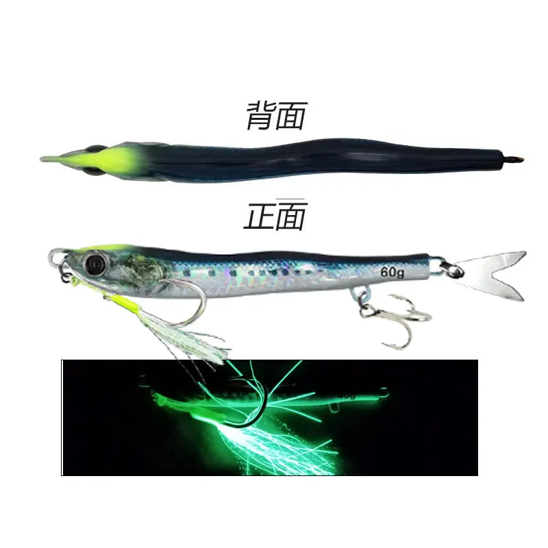 3D Glowing Jig Lure Fast Sinking 40g60g80g