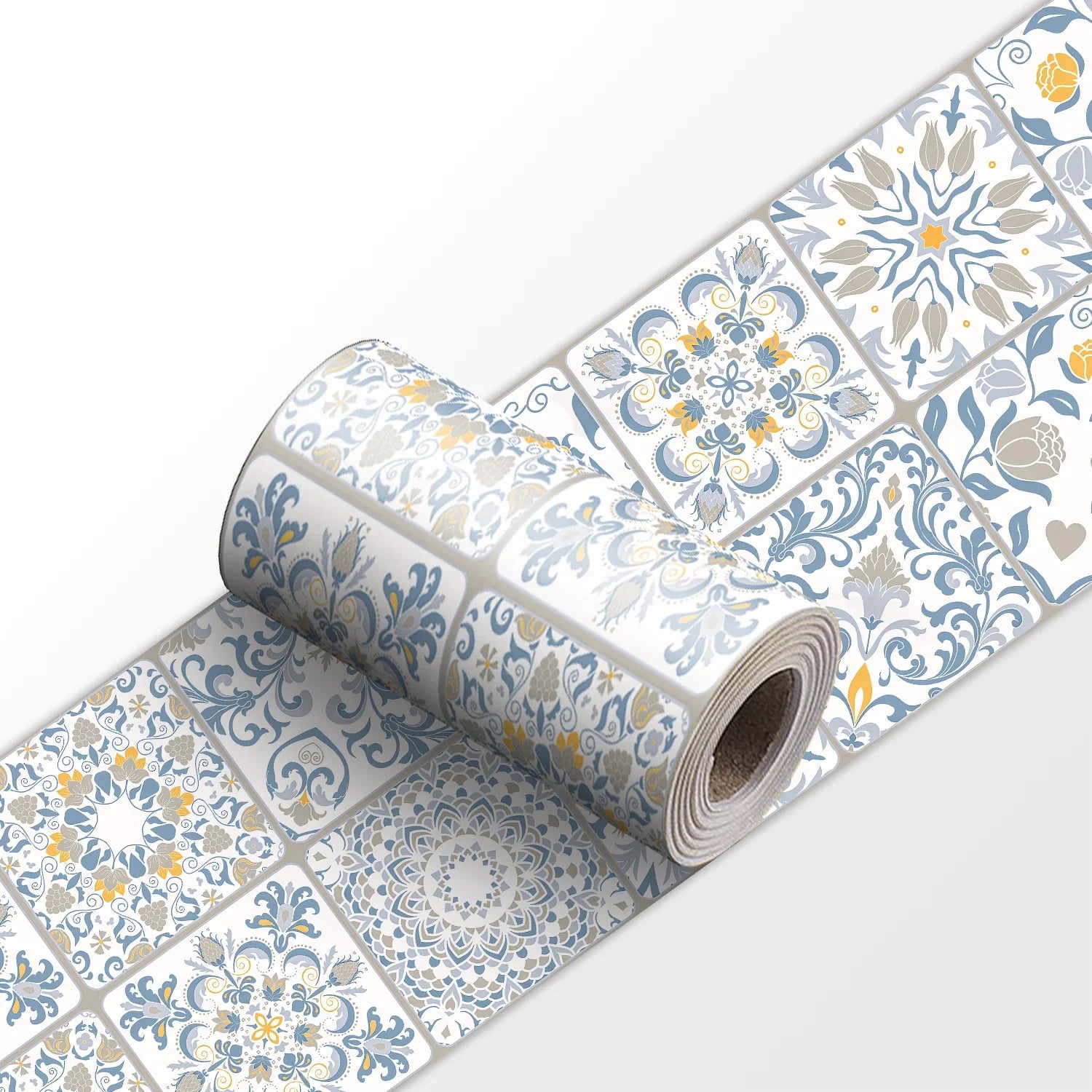 Blue White Yellow Peel &amp; Stick Tiles Wall Sticker for Bathroom Kitchen Backsplash Decorative Waistline Skirting Strip