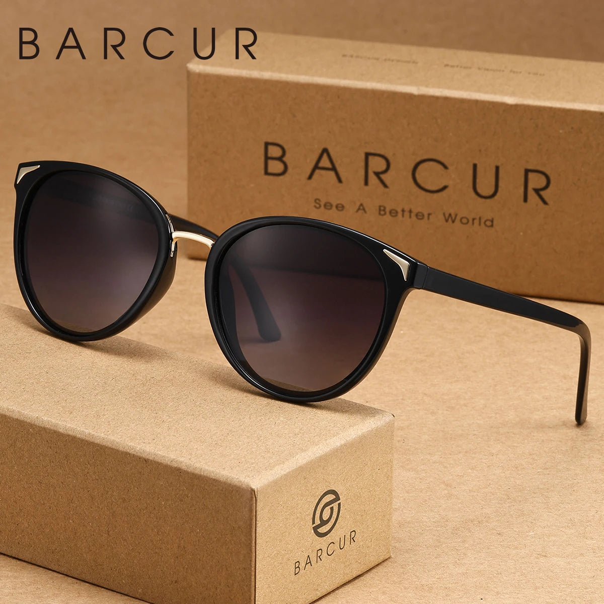 BARCUR 1pcs Women Sunglasses Optional Color Round Lens Lightweight Comfort Driving Casual Commute UV400 Polarized Sunglasses - Daisan Mart