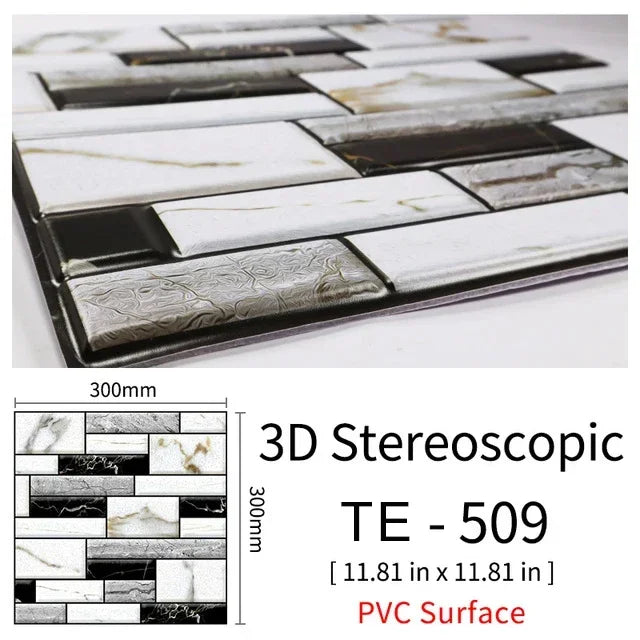 15PCS Wall Sticker Waterproof PVC imitation brick Wallpapers for TV walls living room bedroom kitchen kids rooms painted surface