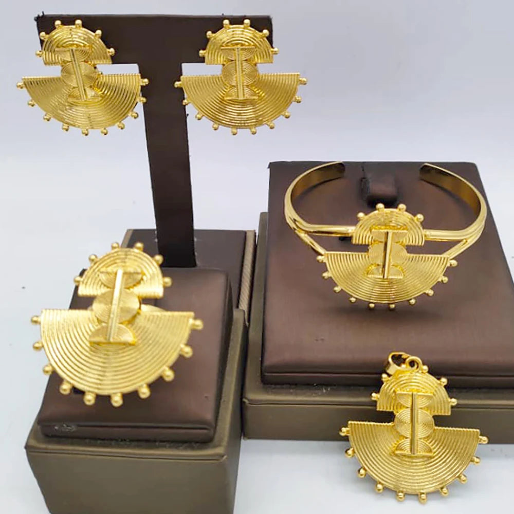 Luxury African Map Gold Jewelry Set Wedding