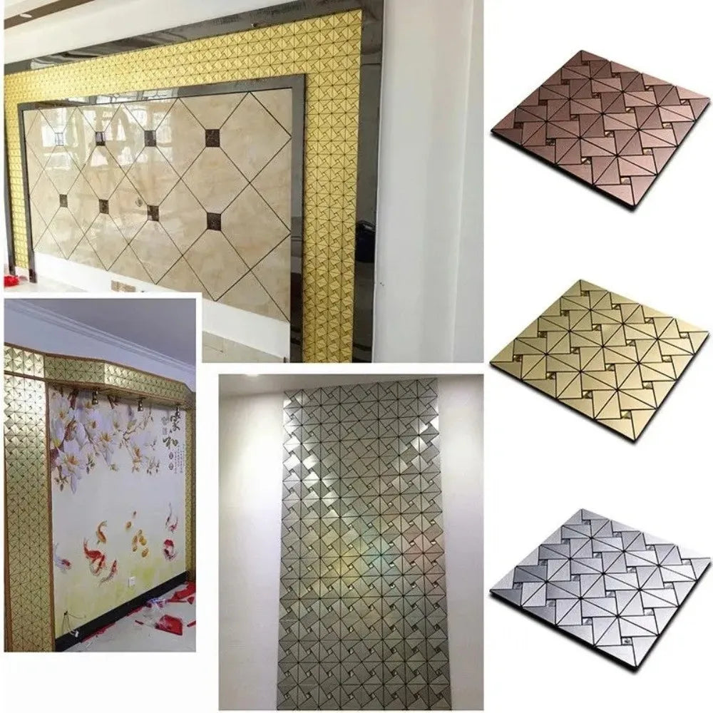 Home Decor Square Mosaic Sticker Aluminum Plastic Moisture-proof Tile Wall Sticker Waterpoof Self-adhesive Art Mural Bathroom