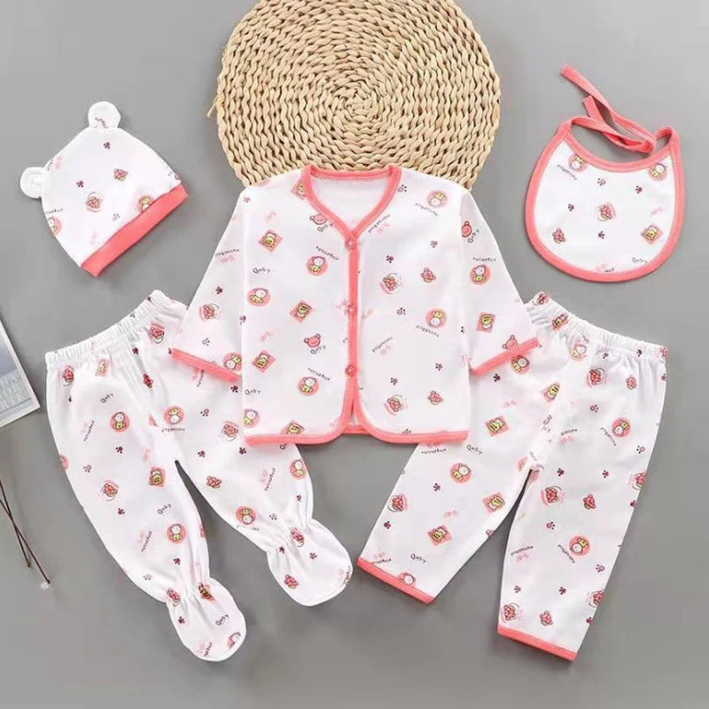Bộ Đồ Sơ Sinh Baby Mềm Mại: Áo, Quần, Yếm, Mũ