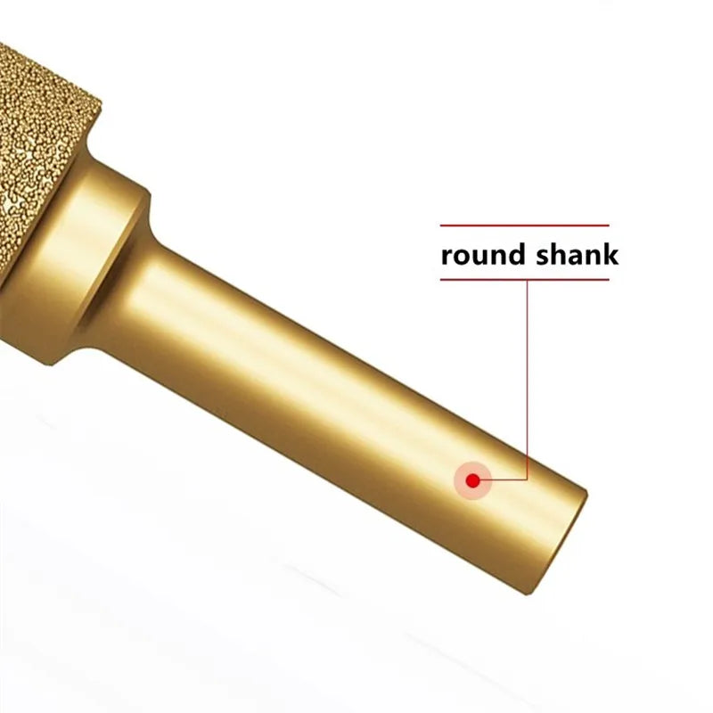 1pc 6mm Round Shank Vacuum Brazed diamond Burr grinding head Rotary File For Stone Gray Cast Iron Ductile Iron Steel Engraving