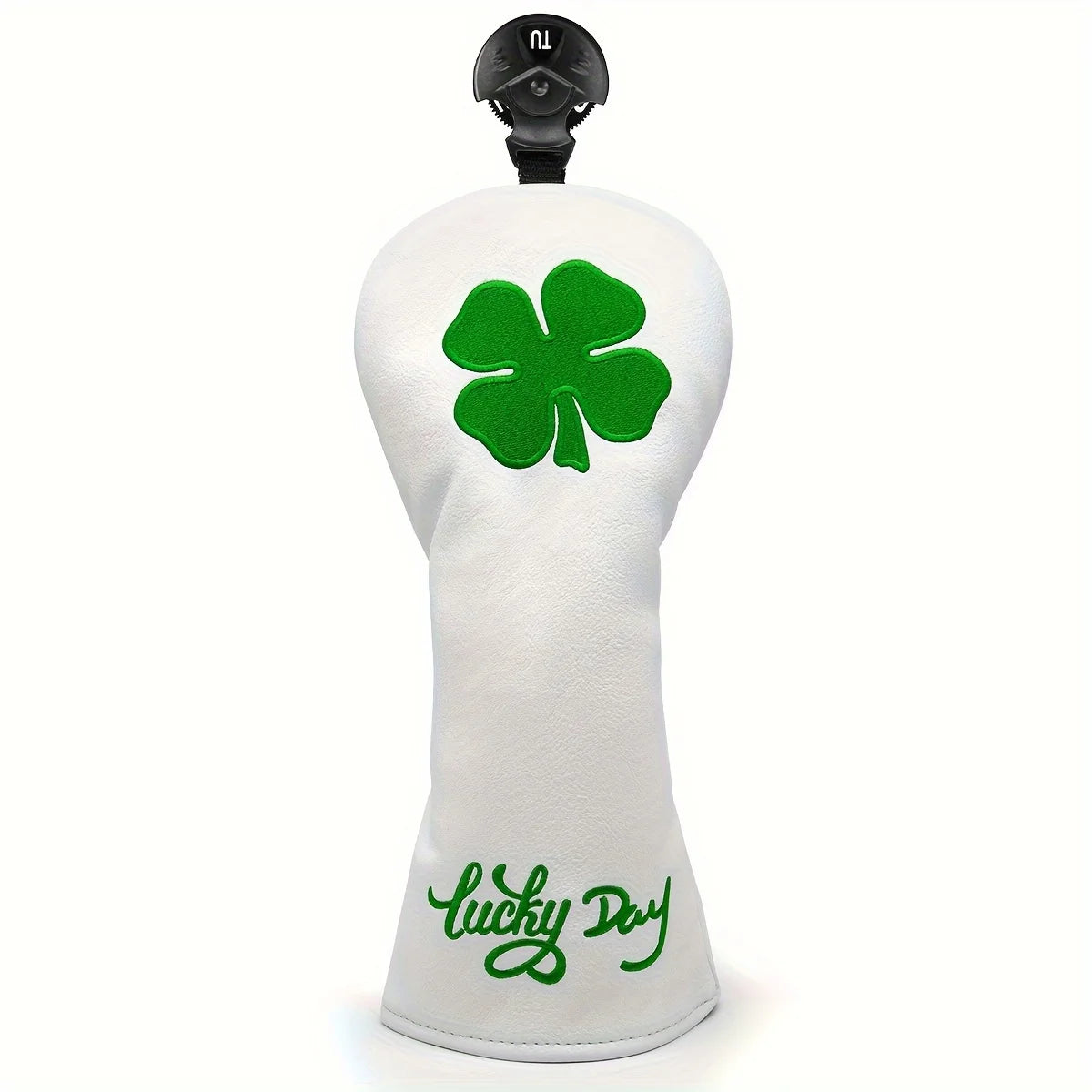 Lucky Clover Golf Club Head Cover - Fits Most Woods & Hybrids, Stretch Closure, Durable Pu Material