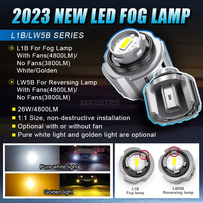 Replacement LED Fog Lights For Toyota &amp; Honda 3000K/6000K
