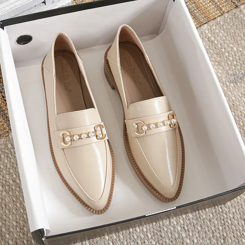 Women's Pointed Toe Chain Platform Slip-on Loafers