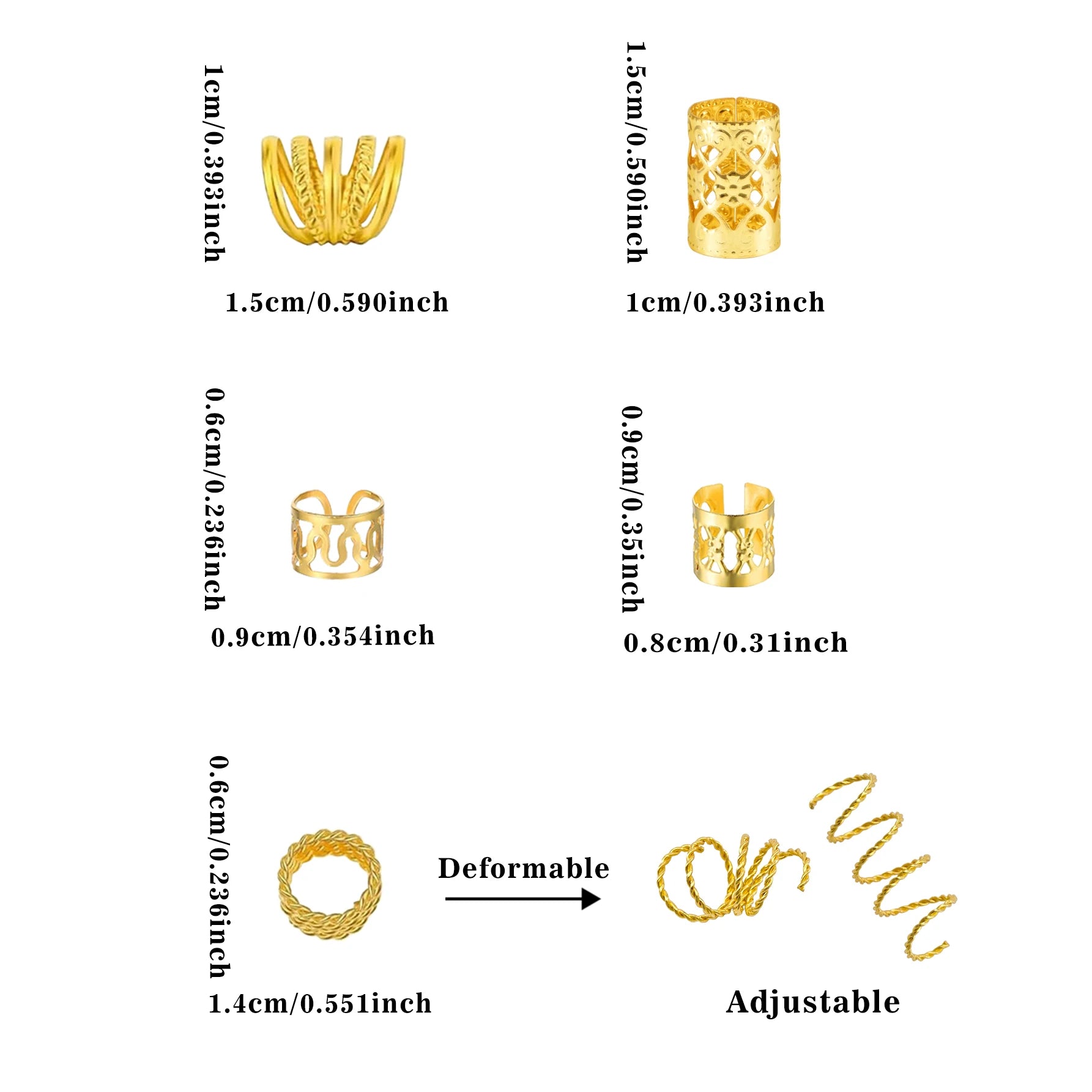 110 Piece Golden Hair Jewelry Set for Tet &amp; Dreadlocks