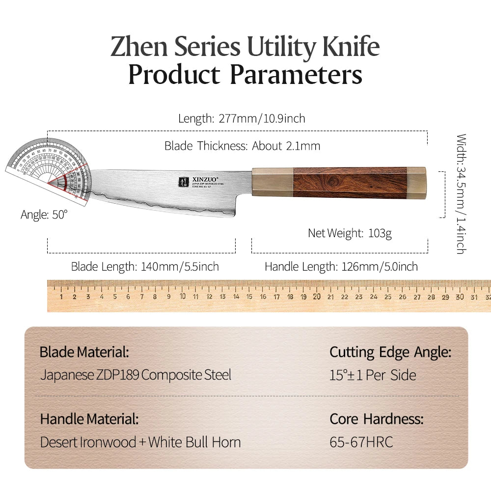 Dao Nhà Bếp XINZUO 5.5 Lưỡi Thép Nhật ZDP189 Cao Cấp