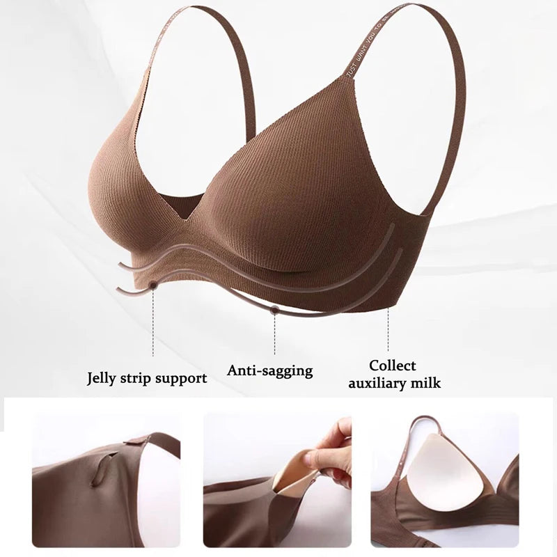 Sexy women's bra without underwire, deep V neck, personality straps