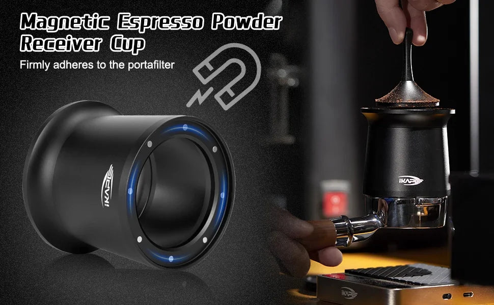 IKAPE Coffee Blind Shaker, Espresso Powder Receiver Cup, Coffee Powder Receiver Container Fits 51/54/58mm Portafilters, Silver