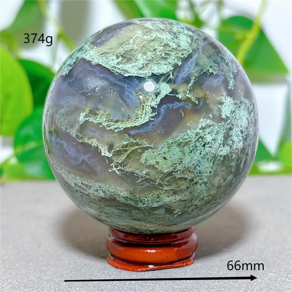 Quả Cầu Mã Não Rêu Đá Tự Nhiên - Trang Trí & Chữa Lành - Daisan Mart