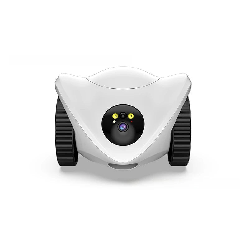 Intelligent pet feeder can be remotely controlled equipped with a camera capable of moving communication and featuring a laser