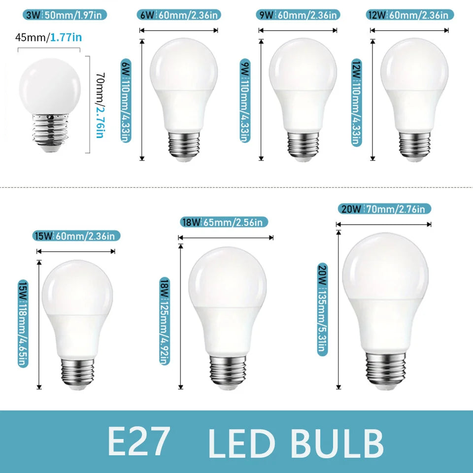 Set of 4 Energy Saving LED Bulbs E27 SMD2835