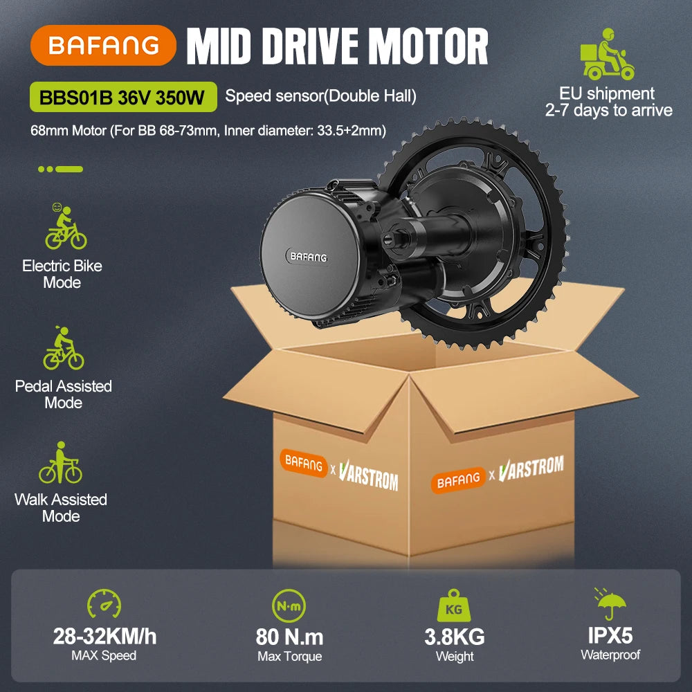BAFANG BBS02B BBSHD BBS03 BBS01B 1000W 750W 500W 250W 中置馬達 電動自行車改裝 E-Bike 馬達 52V 48V 36V 8Fun