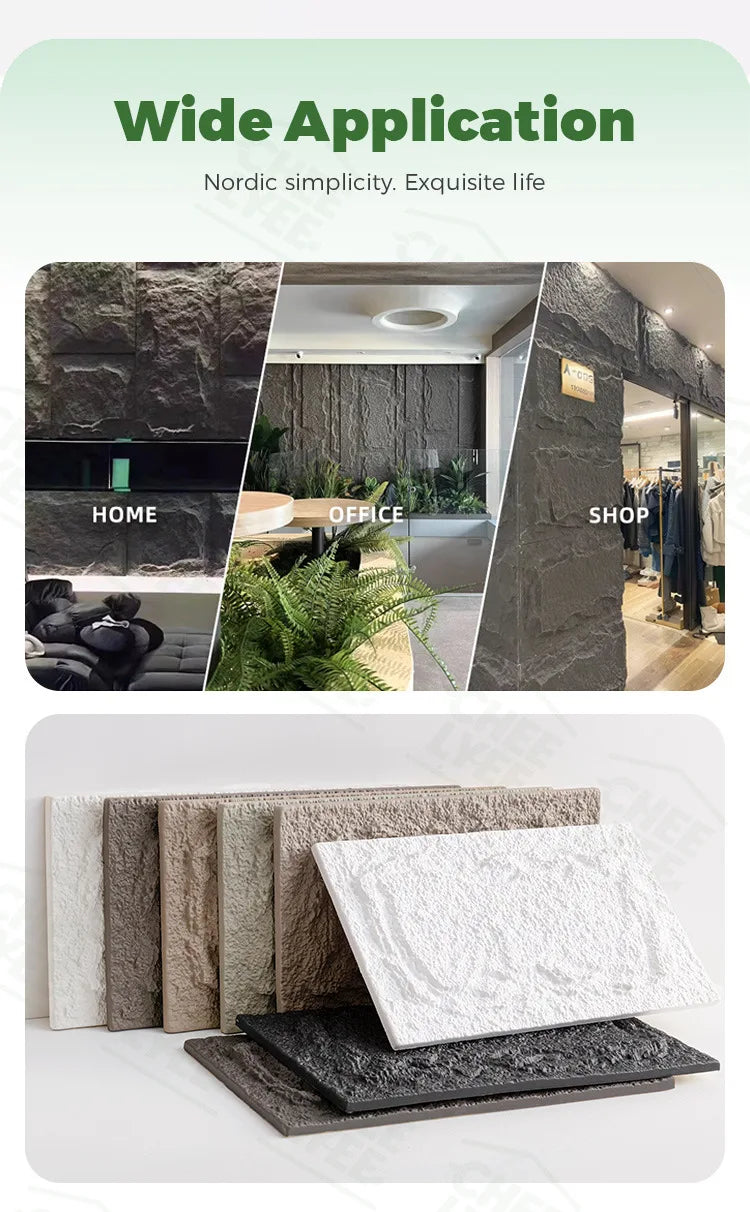 Tấm ốp tường đá 3D PU chống trượt ngoài trời 25x45