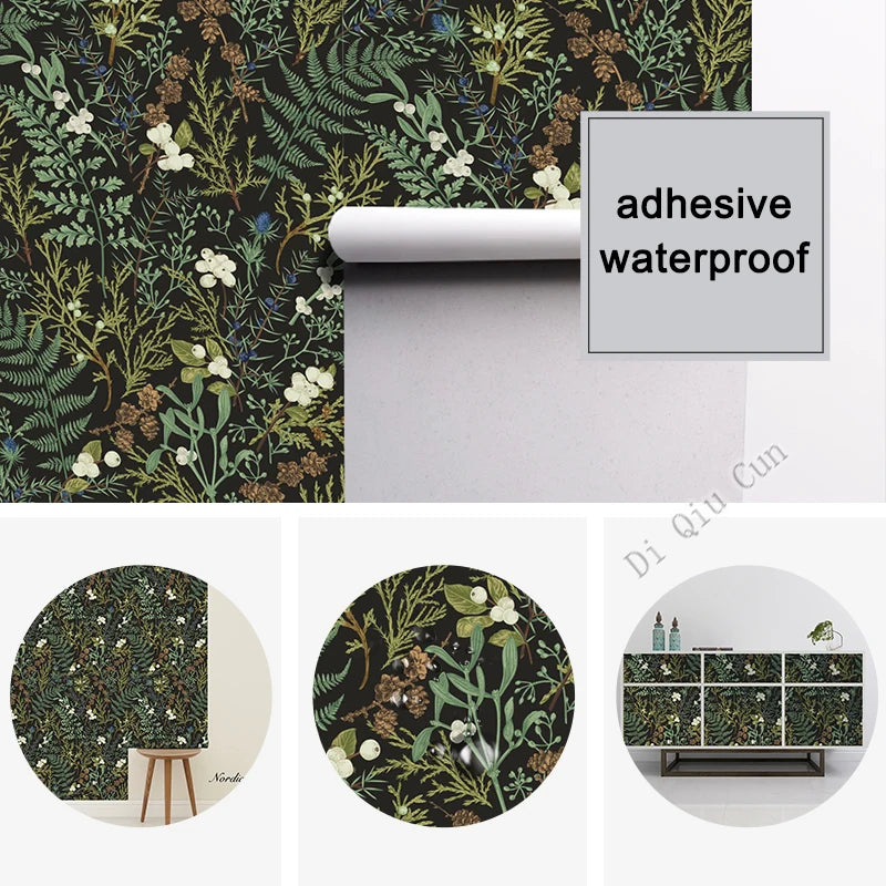 Tropical Rain Forest Peel and Stick Wallpaper White Floral Self Adhesive Removable Leaf Contact Paper For Bedroom Walls Cabinets
