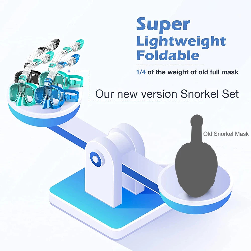 Underwater Snorkeling Half Face Children Swimming Mask Set Scuba Diving Respirator Masks Anti Fog Safe Breathing for Adult