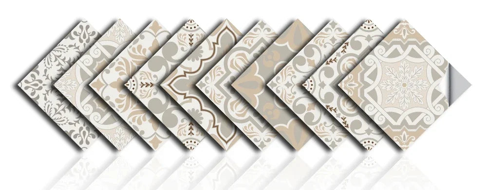 10pcs/set Portuguese Style Tiles Sticker Kitchen Backsplash Oil-proof Cupboard Washbasin Peel &amp; Stick Waterproof Art Wall Decals