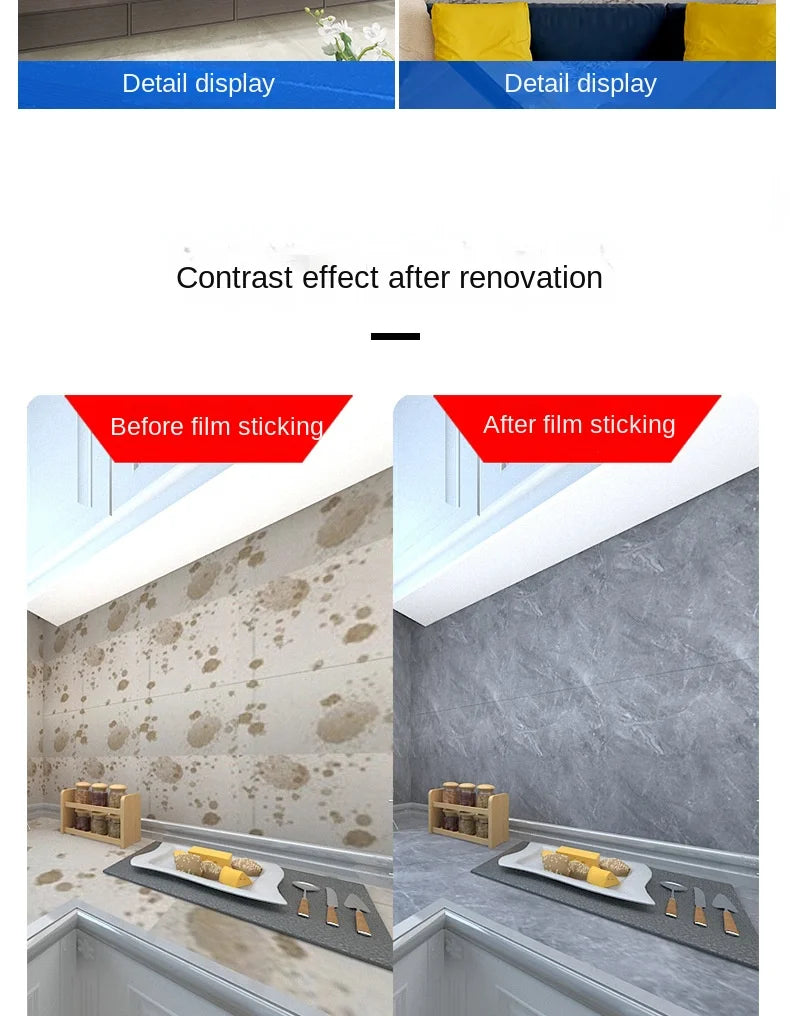 bathroom living room bedroom waterproof marbre self adhesive Imitation tegel wall stickers kitchen cabinets oil proof sticker