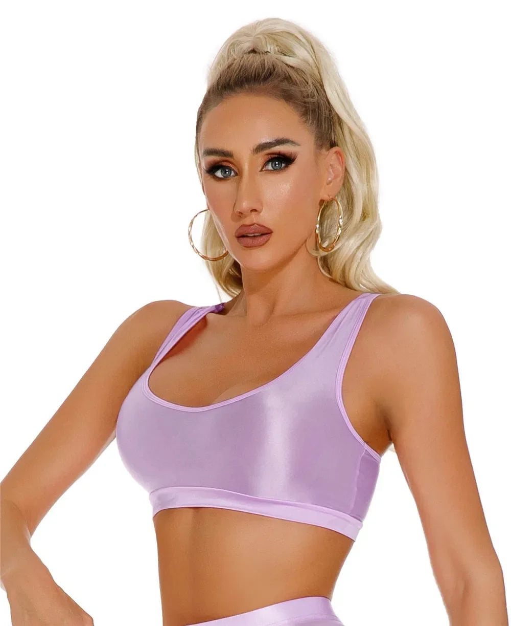 Women's Sexy Crop Top Bodycon Sports U-Neck