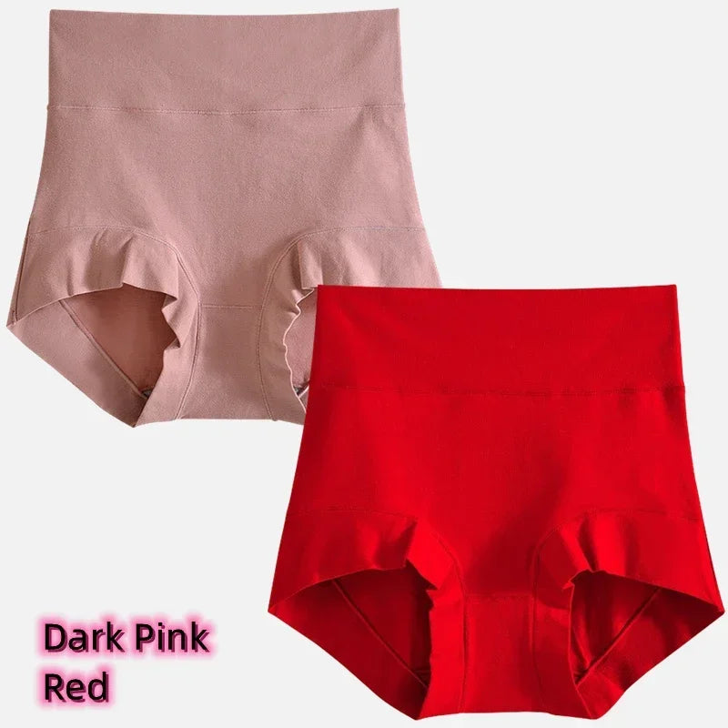 Women's cotton high-waisted, stretchy, belly-hugging panties, 2 pieces