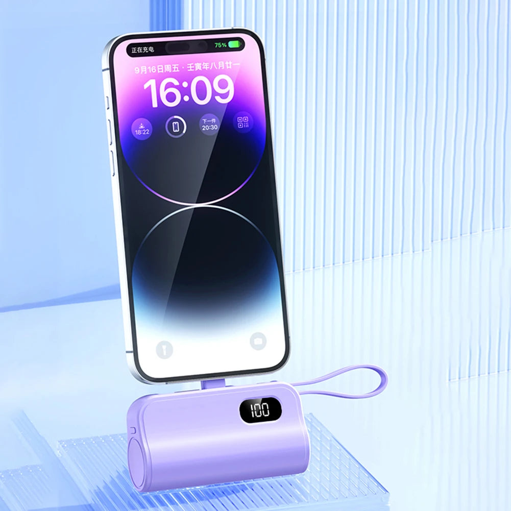 2in1 10000mAh Mini Power Bank with USB-C Holder