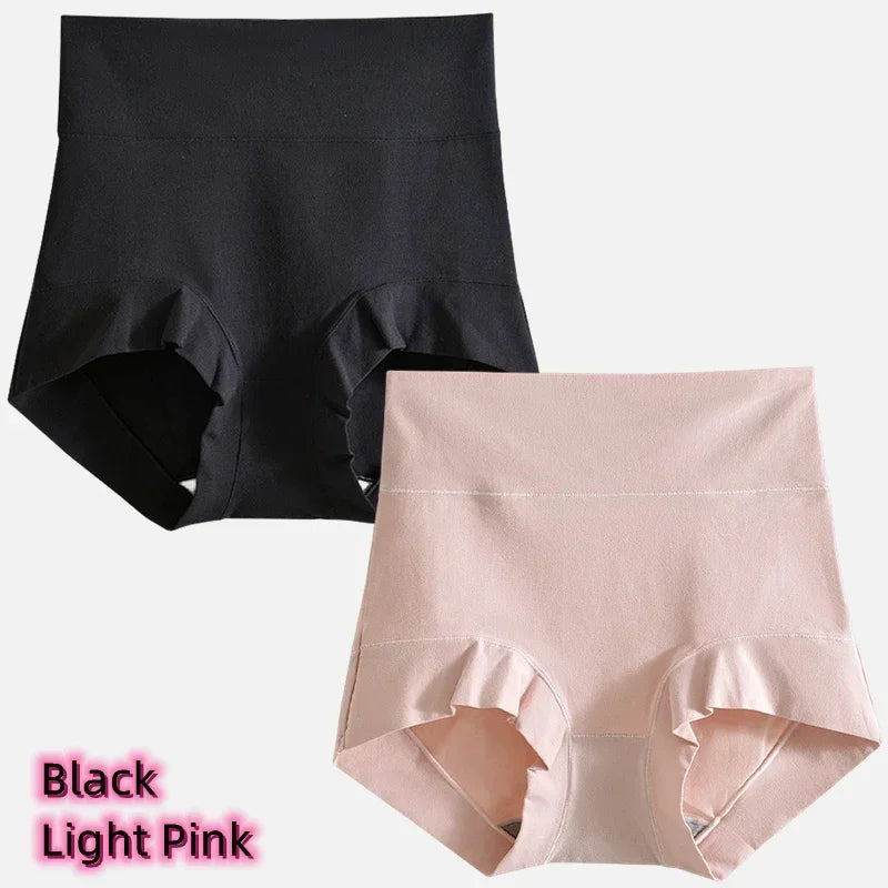 Women's cotton high-waisted, stretchy, belly-hugging panties, 2 pieces