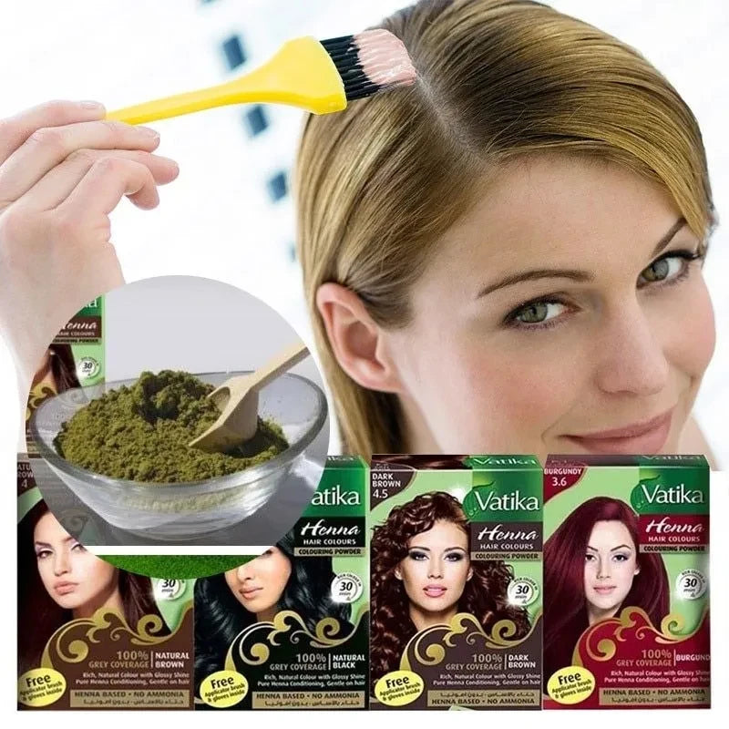 Natural Henna Hair Dye Kit - Black, Brown, Wine Red