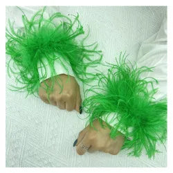 Natural Feather Sleeve Cuffs Gloves Party Cosplay Lace Wrist Cuffs Fur Sleeve Furry Accessories Carnival Stage Show Costume - Daisan Mart