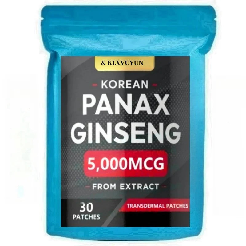 Bao bì màu xanh dương, chữ "Korean Panax Ginseng" trên nền đen, đỏ; 30 miếng.