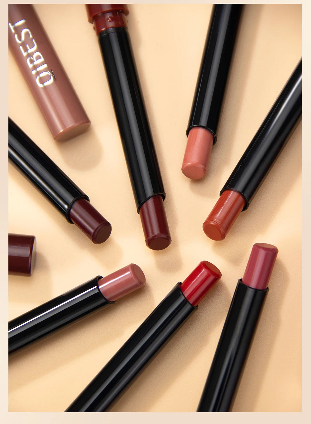 Bút Son Lì QIBEST 12 Màu Dưỡng Ẩm Lâu Trôi