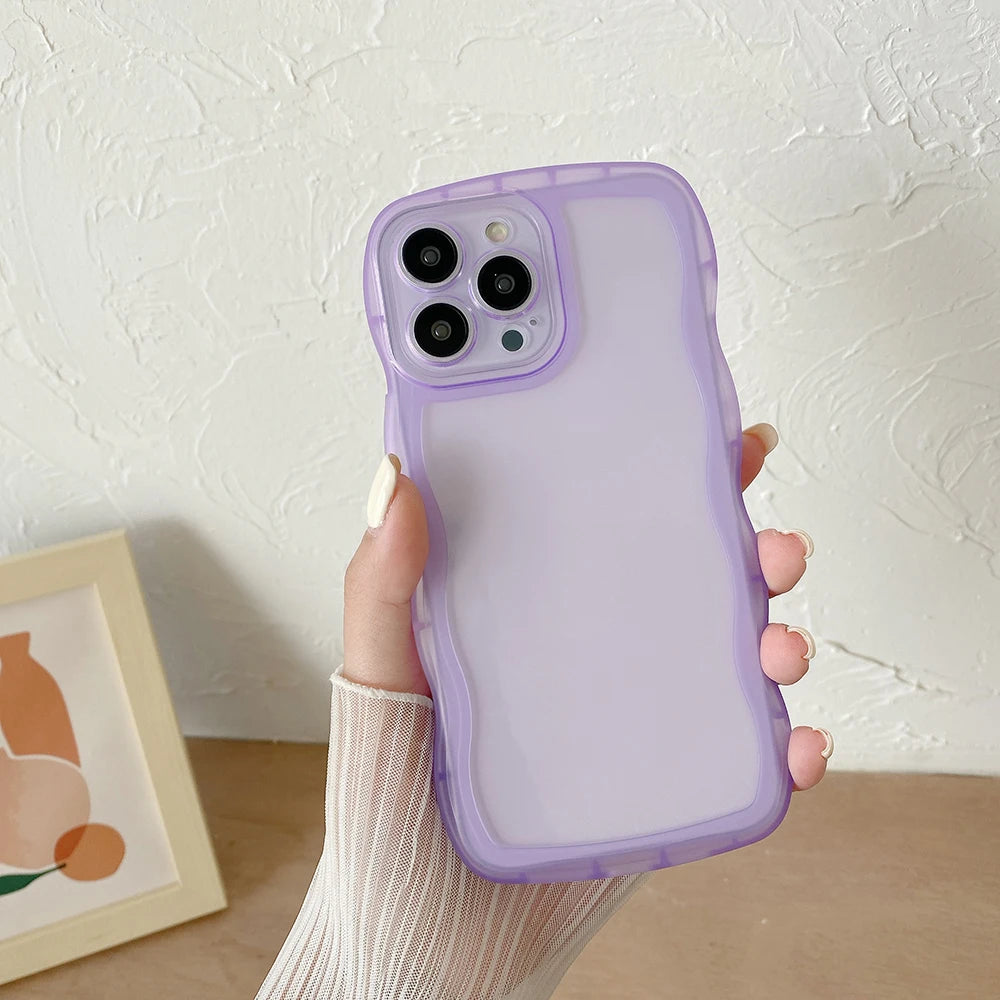 Cute Transparent Curly Case For iPhone 13-16