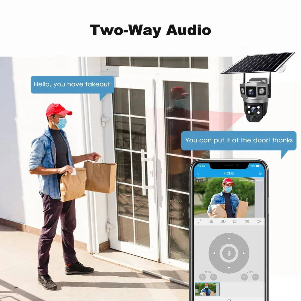 Solar PTZ Camera 12MP WiFi 10X Zoom - 3 Screens