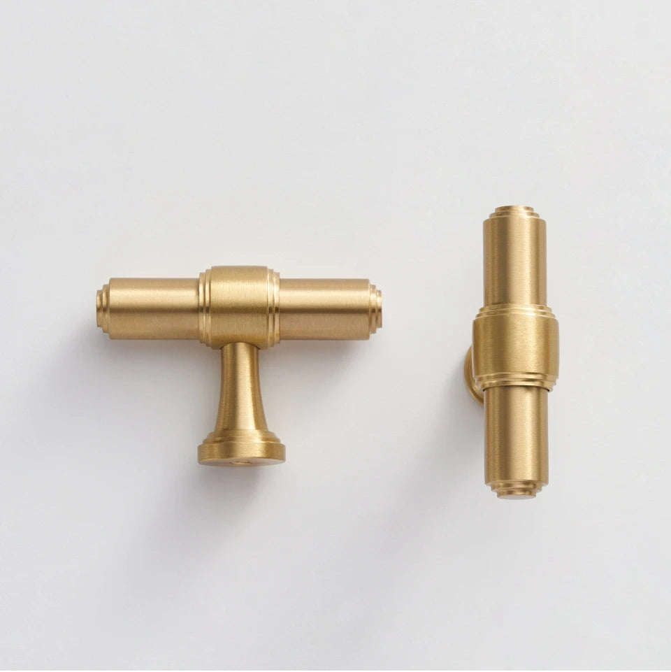 Nurlin Solid Brass French Style Luxury kitchen Cabinet Knobs Wardrobe Drawer Doors Handle Tbar