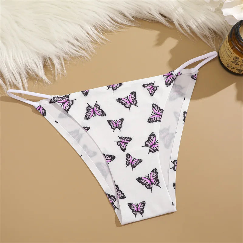 Quần Lót Lụa In Hoa Bướm Sexy Eo Thấp Nữ XS-XL