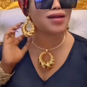 Dubai Gold Jewelry Set Neck, Earrings - Wedding Party FHK16778